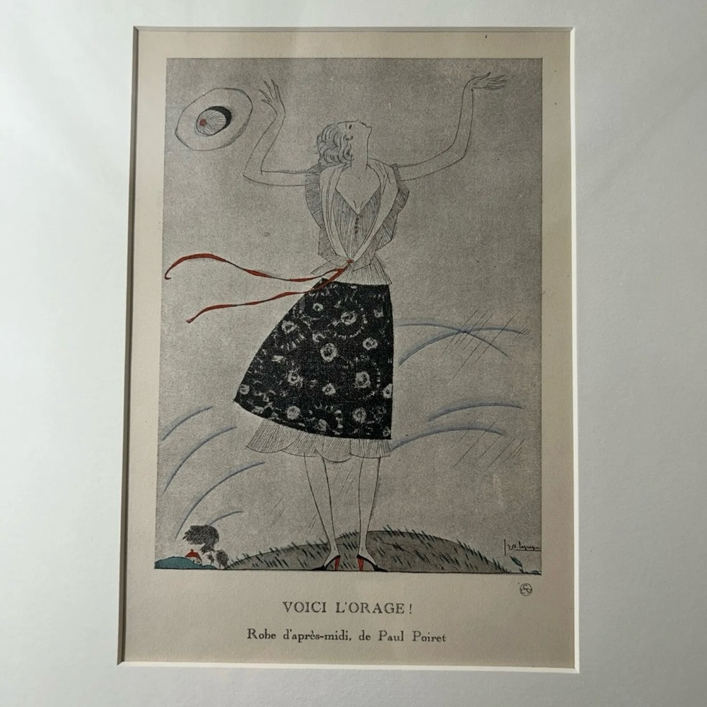LEPAPE 1920 Gazette du Bon Ton Mode Paul POIRET Robe pochoir Art Déco original